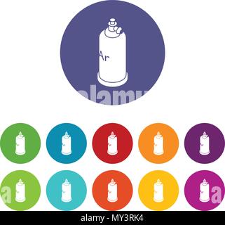 Cilindro di saldatura set di icone a colori del vettore Illustrazione Vettoriale