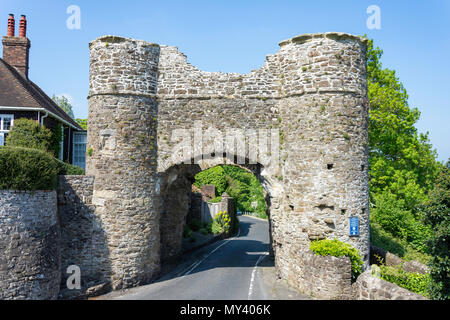 Il XIII secolo il trefolo Gate, Strand Hill, Winchelsea, East Sussex, England, Regno Unito Foto Stock