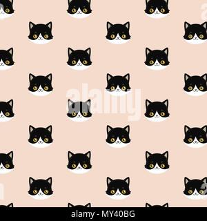 Modello senza giunture delle Teste Nere dei gatti. Illustrazione Vettoriale