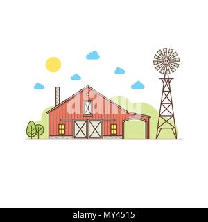 Sottile linea american farm icona. Per il web design e applicazione di interfaccia, utile anche per infographics. Illustrazione Vettoriale. Illustrazione Vettoriale