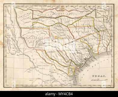 . Inglese: Mappa del Texas, dal globale di Atlas, geografica, storica e commerciale di Thomas Gamaliel Bradford, 1835. La prima edizione della prima mappa separata del Texas a comparire in un Atlas. 1835. Thomas Gamaliel Bradford 5 1835 Bradford Mappa di Texas Foto Stock