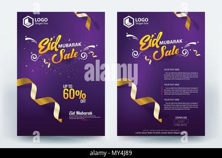 Eid Mubarak Vendita Flyer Brochure Poster template vettoriale design Illustrazione Vettoriale
