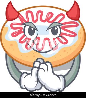 Diavolo jelly donut mascotte cartoon Illustrazione Vettoriale