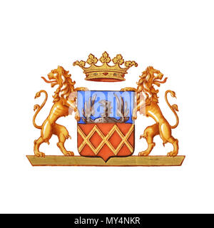 . Provenienza: Cyrille et Vera Narychkine, situé dans la chambre destinée au petit-déjeuner, Villa Narychkine à Biarritz . Il XVIII secolo. Anonimo 382 Naryshkin stemma (colore) Foto Stock