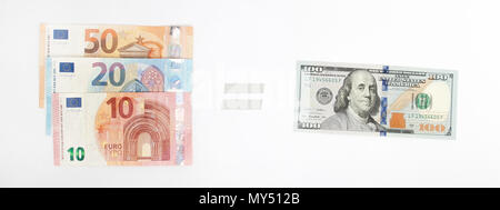 Lo scambio di denaro, scambiare dollari o dollari americani USDfor EUR denaro Foto Stock