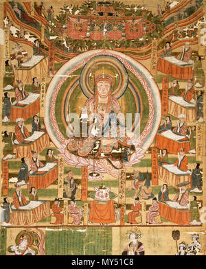 . Inglese: Bodhisattva Kshitigarbha e i dieci re dell'Inferno. X secolo, Dunhuang, Museo Guimet a Parigi. 21 Aprile 2009 11:51:00. Anonimo 78 Bodhisattva Kshitigarbha e i dieci re dell'Inferno. X secolo, Dunhuang, Musee Guimet, Parigi Foto Stock