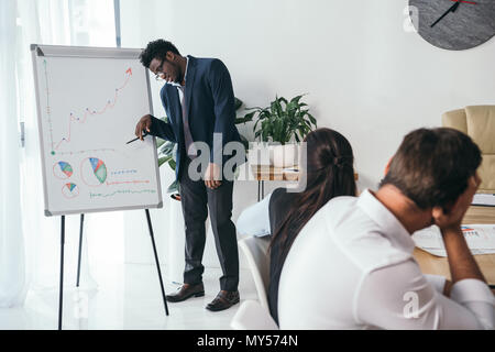 Esaurito zombie come imprenditori rendendo la presentazione in ufficio Foto Stock