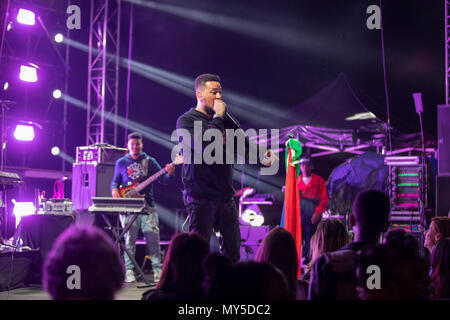Cannes, Francia, 5 giugno 2018, AKA in concerto al MIDEM 2018, Midem Beach, Cannes © ifnm / Alamy Live News Foto Stock