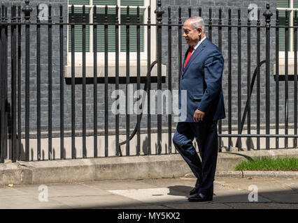 Londra 6 giugno 2018 Benjamin Netanyahu, primo ministro di Israele in visita a Downing Street, Credito Ian Davidson/Alamy Live News Foto Stock