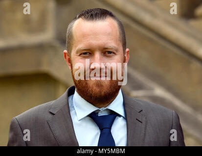 Praga, Repubblica Ceca. Il 6 giugno, 2018. Otto annuale premio Wichterle laureate Petr Broz pone dopo conferendo a Praga, nella Repubblica Ceca il 6 giugno 2018. Credito: Michal Krumphanzl/CTK foto/Alamy Live News Foto Stock