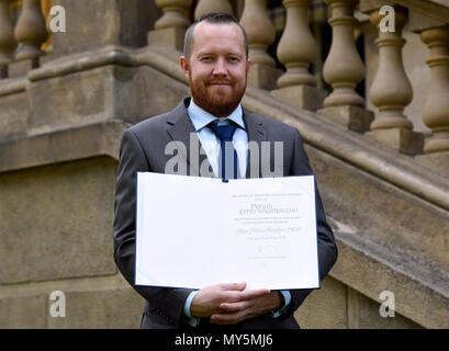 Praga, Repubblica Ceca. Il 6 giugno, 2018. Otto annuale premio Wichterle laureate Petr Broz pone dopo conferendo a Praga, nella Repubblica Ceca il 6 giugno 2018. Credito: Michal Krumphanzl/CTK foto/Alamy Live News Foto Stock