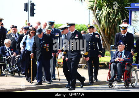 Portsmouth, Regno Unito. Il 6 giugno, 2018. D annuale servizio giorno del ricordo organizzata dalla Royal British Legion. Credito: FSM Fotografia/Alamy Live News Foto Stock