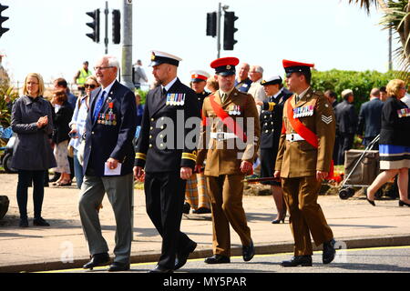 Portsmouth, Regno Unito. Il 6 giugno, 2018. D annuale servizio giorno del ricordo organizzata dalla Royal British Legion. Credito: FSM Fotografia/Alamy Live News Foto Stock