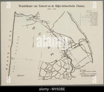 Wandelkaart van Schoorl en de Rijks-Schoorlse Duinen 1911. Wandelkaart van Schoorl en de Rijks-Schoorlse Duinen. Vervaardiger: Schermer, T. Catalogusnummer: PR 1004192 Foto Stock