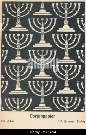 . Inglese: Frontpaper in Giuda. Deutsch: Vorsatzpapier aus Juda. 1900. Efraim Moshe Lilien 324 Lilien Menorahs Foto Stock