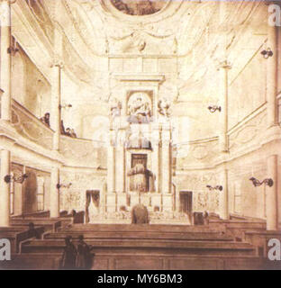 . Deutsch: Innenansicht der Kirche im Georgenhaus am Brühl a Lipsia (1870/71 abgebrochen) . prima del 1871. Sconosciuto 207 Georgenhauskirche Leipzig Foto Stock