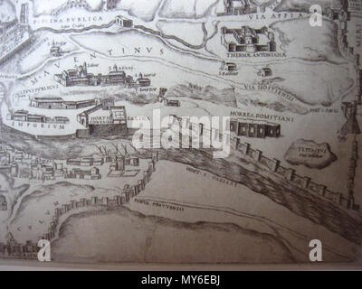 . Inglese: 1561 Ligorio Roma Mappa . 22 maggio 2012. Bogen, Thürlemann 4 1561 Ligorio Rom Ausschnitt piano Foto Stock