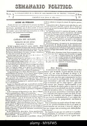 . Español: Prensa Venezolana del siglo XIX: Semanario Politico 1832 . 1832. Sconosciuto 481 Semanario Politico 1832 000 Foto Stock