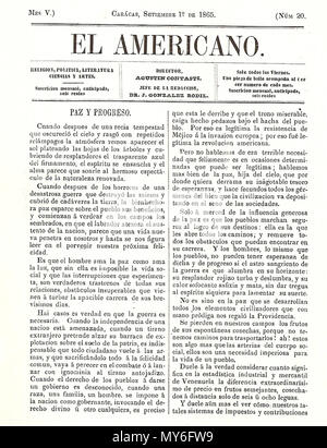 . Español: Prensa Venezolana del siglo XIX: El Americano 1865 . 1865. Sconosciuto 156 El Americano 1865 00 Foto Stock