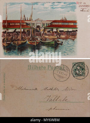 . Português: Cartão Postal - Rio de Janeiro - Mercado . 7 maggio 1900. Cartão transparente Meteor patenteado 456 Rio de Janeiro - Mercado - 1900 Foto Stock