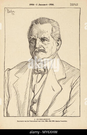 . Nederlands: Tekening van de vakbondsbestuurder Jan Oudegeest (1870-1950) . Il 31 dicembre 1915. Albert Hahn sr. (1877-1918) 268 Jan Oudegeest (1870-1950) porta Albert Hahn sr Foto Stock