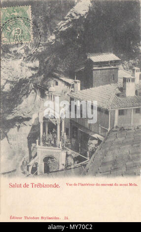 . Inglese: Vista del monastero di Sumela nella provincia di Trabzon, Turchia . 8 giugno 2014, 00:14:56. Teodoro Stylianidis 551 Vista della cartolina Sumela Foto Stock