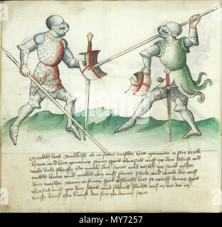 . Inglese: Dal Kunsthistorisches Museum Ms. KK5013, intitolato Gladiatoria dopo l'iscrizione all'inizio della libreria Iagellonica la sig.ra germe.Quart.16 (una copia diversa del manoscritto). 12 settembre 2005, 00:28:32. Anonimo 374 Ms. KK5013 05v Foto Stock