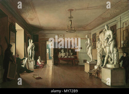 . Inglese: Atelier dell'artista Alexey Venetsianov Русский: Мастерская А. Г. Венецианова . Мастерская художника А. Г. Венецианова в Петербурге 21. Studio dell'artista Alexei Venetsianov a San Pietroburgo 1827, Холст масло. 77 х 96 Вверху на подрамнике штамп: Г. Р. М. № 439 п. Ф. (Номер зачеркнут); ЖБ 603 ГРМ (зачеркнуто); справа внизу наклейка: 6 wei; справа синим карандашом: 4991 п. Ф. (Зачеркнуто) Поступила: в 1920-е; источник поступления неизвестен Ж-5212 За картину эту в 1827 Алексеев был признан достойным награждения золотой медалью 2-й степени, которую получил в 1829. В 1827 Foto Stock