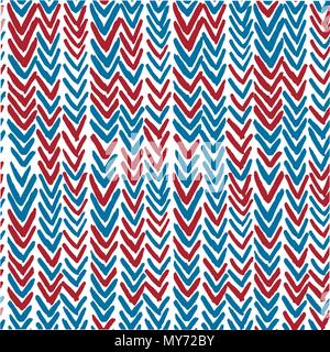 Vettore di Seamless pattern con nervature ikat mostrando in colori arancione Illustrazione Vettoriale