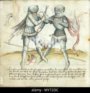 . Inglese: Dal Kunsthistorisches Museum Ms. KK5013, intitolato Gladiatoria dopo l'iscrizione all'inizio della libreria Iagellonica la sig.ra germe.Quart.16 (una copia diversa del manoscritto). 12 settembre 2005, 00:28:37. Anonimo 374 Ms. KK5013 09v Foto Stock