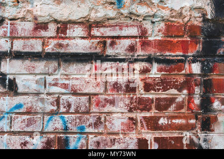 Grunge muro di mattoni dettaglio per temi urbani sfondo Foto Stock