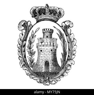 . Español: Escudo de la localidad de Algeciras publicado y descrito en la obra Manual de la provincia de Cádiz de Luis de Igartuburu en 1847. Según esta fuente [1] . 7 aprile 2015, 14:48:31. Luis de Igartuburu 168 escudo de Algeciras 1847 Foto Stock