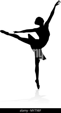 Ballet Dancing Silhouette Illustrazione Vettoriale