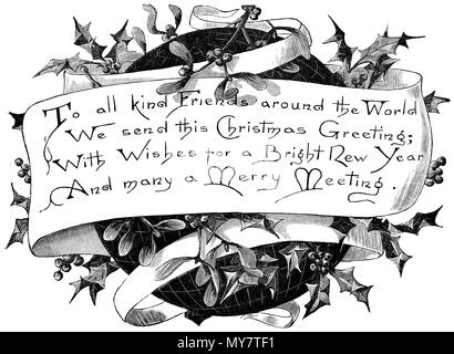 Auguri di Natale incisione da il ragazzo della propria carta annuale, Volume 13, 1890-1891. Illustrato da H.F. Hobden. Foto Stock