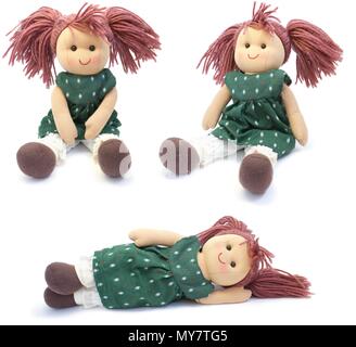La bambola fatta a mano. su sfondo bianco Foto Stock
