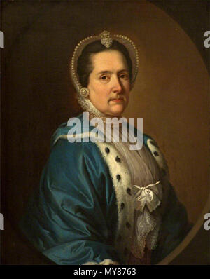 . Inglese: Ritratto di Anne St. Lo, Onorevole Malet. A metà lunghezza, che indossa un vestito blu su una camicia bianca. In un dipinto ovale. Il XVIII secolo. Richard Phelps 42 Anne St Ecco, onorevole Alexander Malet Foto Stock