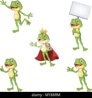 Cartoon frog insieme di raccolta Illustrazione Vettoriale