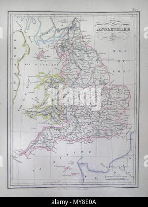 . Angleterre 1833. Inglese: questa è una bella 1833 colorate a mano mappa di Inghilterra. Tutto il testo è in francese. . 1833 6 1837 Malte-Brun Mappa di Inghilterra - Geographicus - Inghilterra-mb-1837 Foto Stock