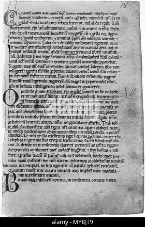 . Inglese: Geoffrey di Monmouth, Historia regum Britanniae, dedizione. Berna, Burgerbibliothek 568, fol. 18r. Deutsch: Geoffrey von Monmouth, Historia regum Britanniae, Widmung. Berna, Burgerbibliothek 568, fol. 18r. Xii secolo. Geoffrey di Monmouth 205 Geoffrey di Monmouth, Historia regum Britanniae, dedizione Foto Stock