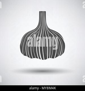 Icona di aglio su sfondo grigio, round ombra. Illustrazione Vettoriale. Illustrazione Vettoriale