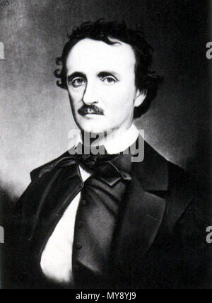 . Inglese: una copia fotografia del ritratto dipinto da Oscar Halling nei tardi anni sessanta di Edgar Allan Poe. Halling utilizzato 'Thompson' daguerreotype, uno degli ultimi ritratti presi di Poe nel 1849, come un modello per questo dipinto. Français : Copie photographique du Portrait d'Edgar Allan Poe, peint par Oscar Halling à la fin des années 1860 à partir du daguerréotype 'Thompson', l'ONU des derniers ritratti de Poe réalisés en 1849 Nederlands: Portret uit 1860 op base van een Daguerreotypie van Edgar Allan Poe uit 1848 del 1849 Español: Copia fotográfica del retrato pintado por Oscar Halling una pinna Foto Stock