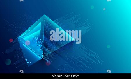Concetto blockchain. Valuta digitale mining. Grande tecnologia Dati sfondo. Piramide finanziaria consiste di cifre. Illustrazione Vettoriale