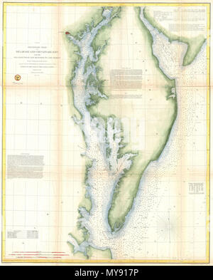 . (C n. 3) Diagramma preliminare del Delaware e Chesapeake Baie e la costa del mare da Cape Henlopen a Cape Charles. Inglese: questo è uno dei primi iterazioni dell'U.S. Costa del sondaggio di progetto completamente mappa grafico e le acque della baia di Chesapeake e baia del Delaware. Questo grafico è basato sul lavoro di ricerca avviato nel 1855 ed è stato aggiornato per il 1893. Copre da Charleston sud fino a Capo Henry e Norfolk. Include sia la baia di Chesapeake e baia del Delaware in pieno, come pure le piccole porzioni del Fiume Potomac, Rappahannock River, York River, James River, fiume Patapsco e Patuxent Foto Stock