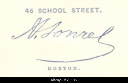 . Il retro delle carte-de-visite fotografata da A. Sonrel, Boston . circa 1865. Sonrel 19 un Sonrel Boston Foto Stock