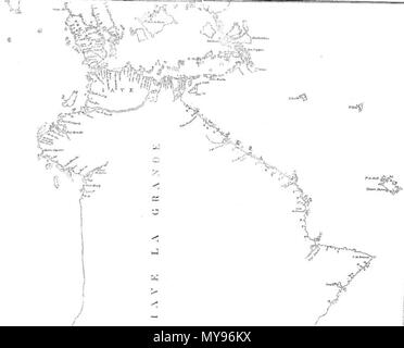 . Una mappa di 'Java La Grande', che i fautori della teoria del portoghese scoperta di Australia in attesa per essere in Australia. Mappa originale risale al XVI secolo; primi viaggi in Terra Australis è stata pubblicata nel 1859. Non so 270 Java La Grande Foto Stock