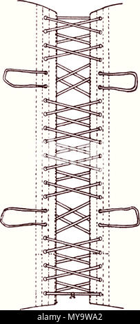 . Inglese: il petto deve essere da 5 a 10 cm (2 " a 4 ") più grande in circonferenza quando la vita è serrato, quindi è bene avere due posti per regolare il corsetto. circa 1935. Unknown 58 torna pizzo Corsetto Foto Stock