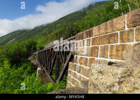 Il Willey Brook traliccio lungo il vecchio Maine Ferrovia Centrale nella Hart della posizione, New Hampshire durante l. Foto Stock