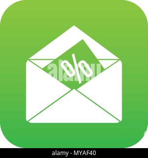 Busta con percentuale di icona verde digitale Illustrazione Vettoriale