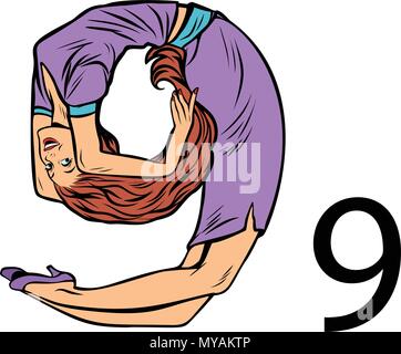 Numero 9 nove. La gente di affari silhouette alfabeto Illustrazione Vettoriale