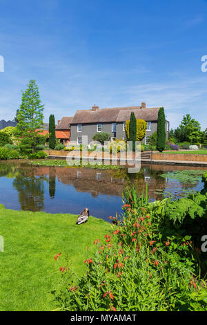 Fattoria di collina e del lago alla RHS Gardens Hyde Hall in Essex su una Gloriosa Mattina d'estate Foto Stock